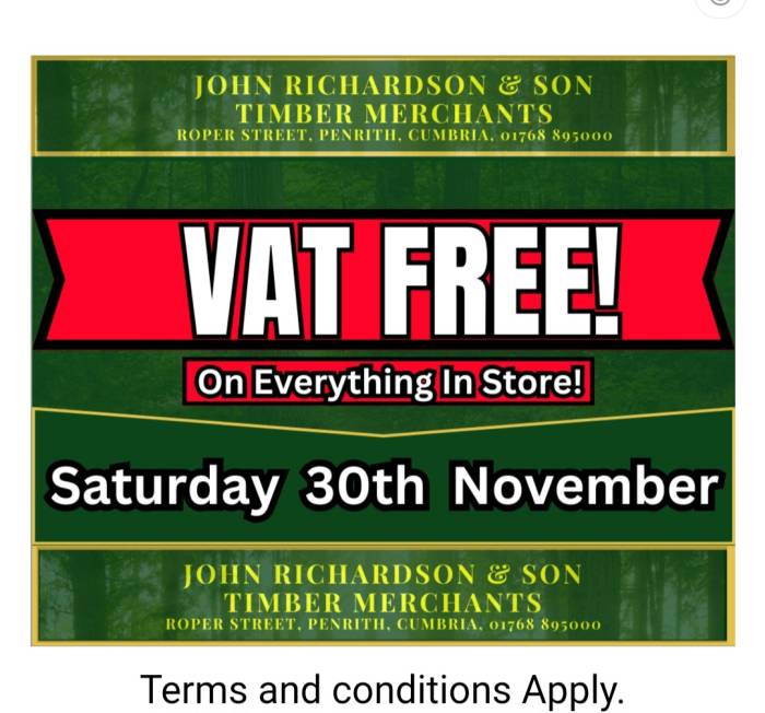 VAT FREE SATURDAY SATURDAY 30TH NOVEMBER 2024